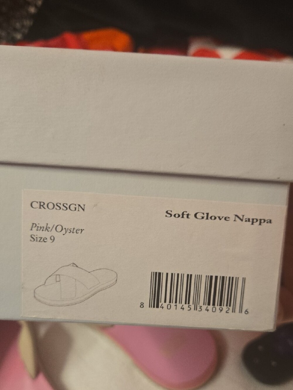 Frances Valentine Pink & Cream Crossband Slide Sandals - Picture 2 of 3